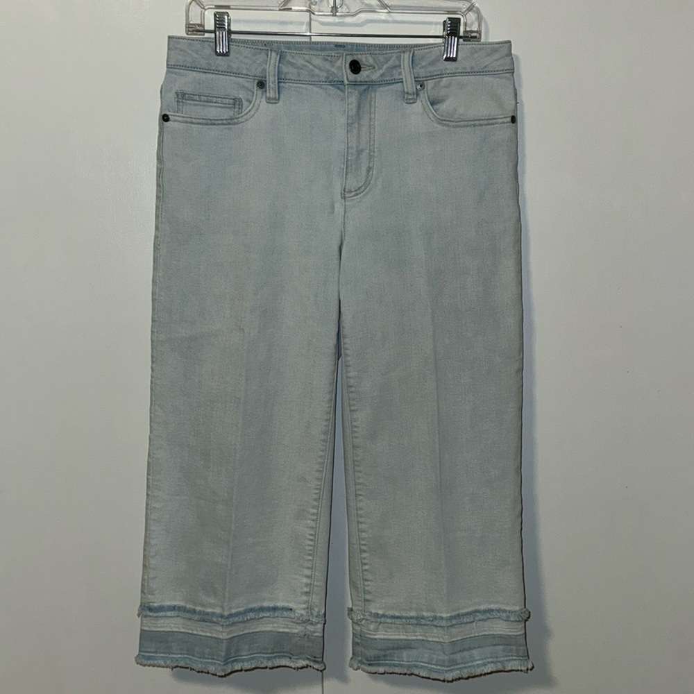 Lands End Mid Rise Wide Leg Crop Jean Light Wash Women’s Size 10 P Cropped